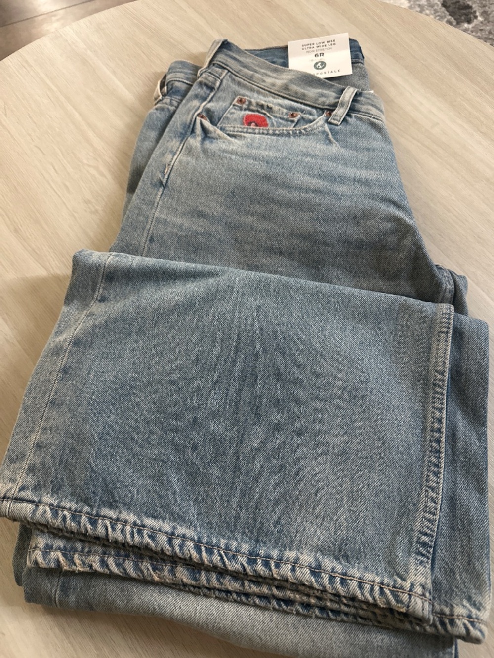 Super Low-Rise Ultra Wide Leg Poppy Jean medium wash - Picture 6 of 7